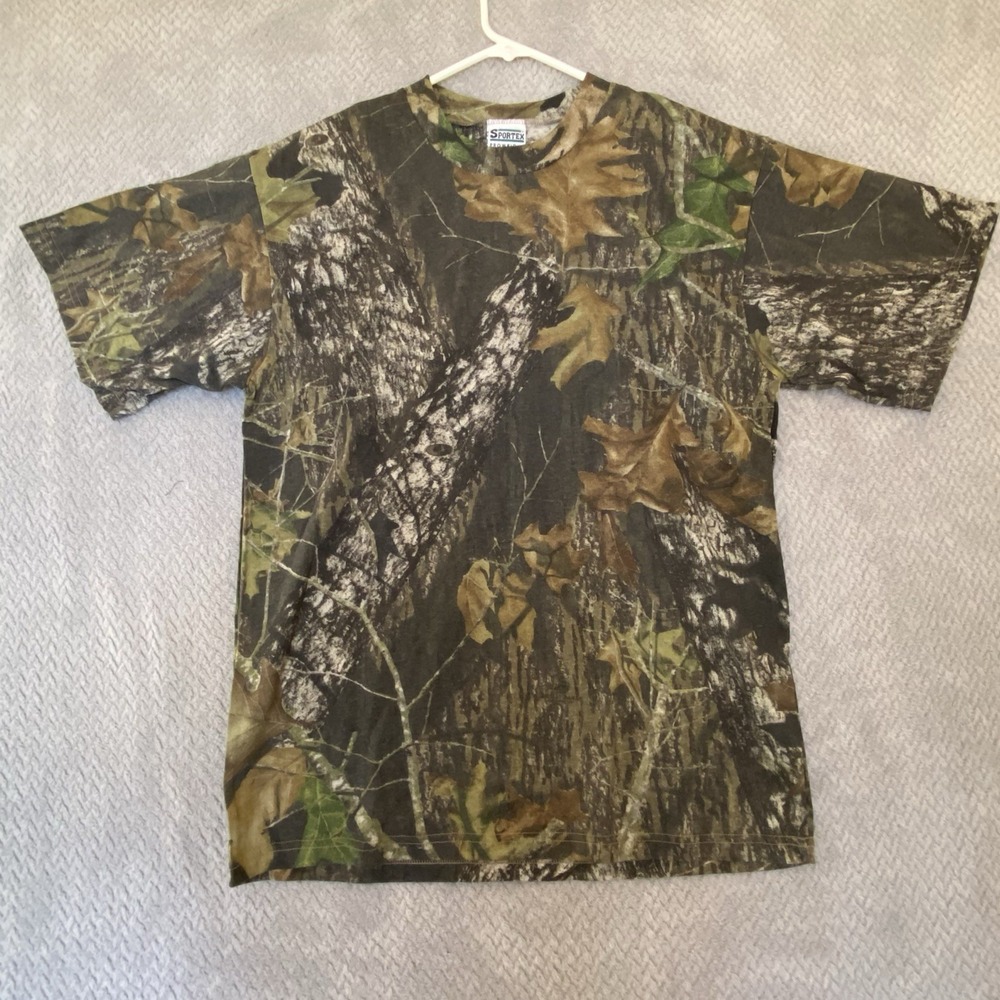 Mossy Oak Camo T Shirt Mens Size L Large Camouflage Hunting Sportex
